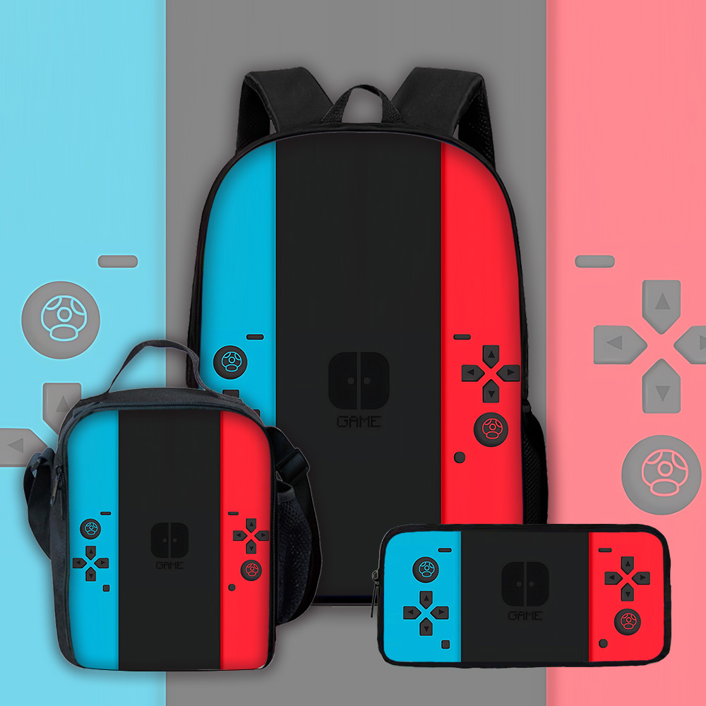 Handheld Game Console - Games Console Kinderschoolrugzak met lunchtassen, potloodtassen,